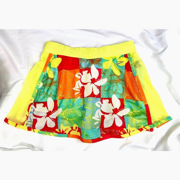 Brooks Women's D'Lite Mesh Flower Check Skort with inside pocket XS - Picture 1 of 9